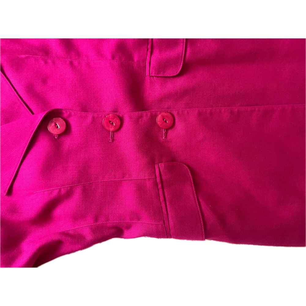 Vintage 80s Pink Blazer Jacket Made in USA Sz 4 Rayon Linen Cinched Back Barbie - Picture 5 of 7